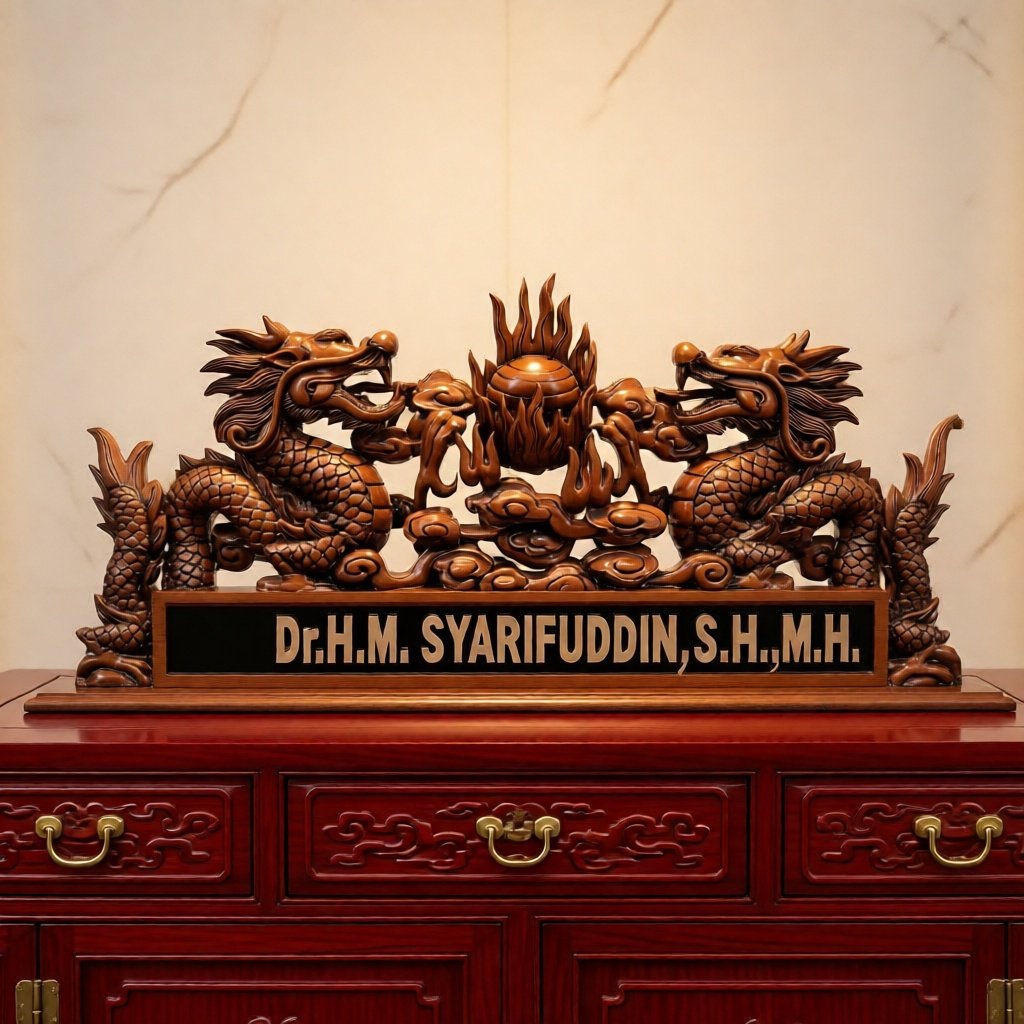 PAPAN NAMA KAYU jati / PAPAN NAMA MEJA UKIR NAGA custom