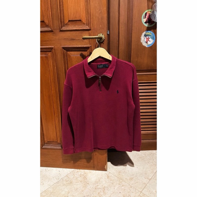 Quarter Zipper Half Zip Polo Ralph Lauren Maroon Burgundy size M