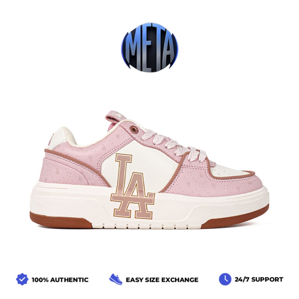 Meta Shoes - Sepatu Korea MLB Chunky Liner Los Angeles LA Pale Peach Pink Sneakers Casual Outdoor In