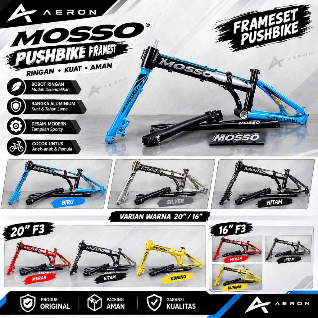 Frameset Mosso F3 Folding Seli 16 / 20 Inch | Frame Fork Alloy Disc Brake Lipat 349 / 451