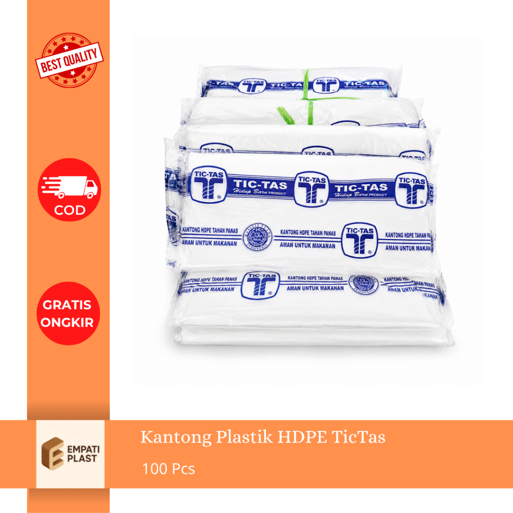 Kantong Plastik HDPE TicTas 100pcs - Aman untuk Makanan Panas, Tahan Panas, Transparan