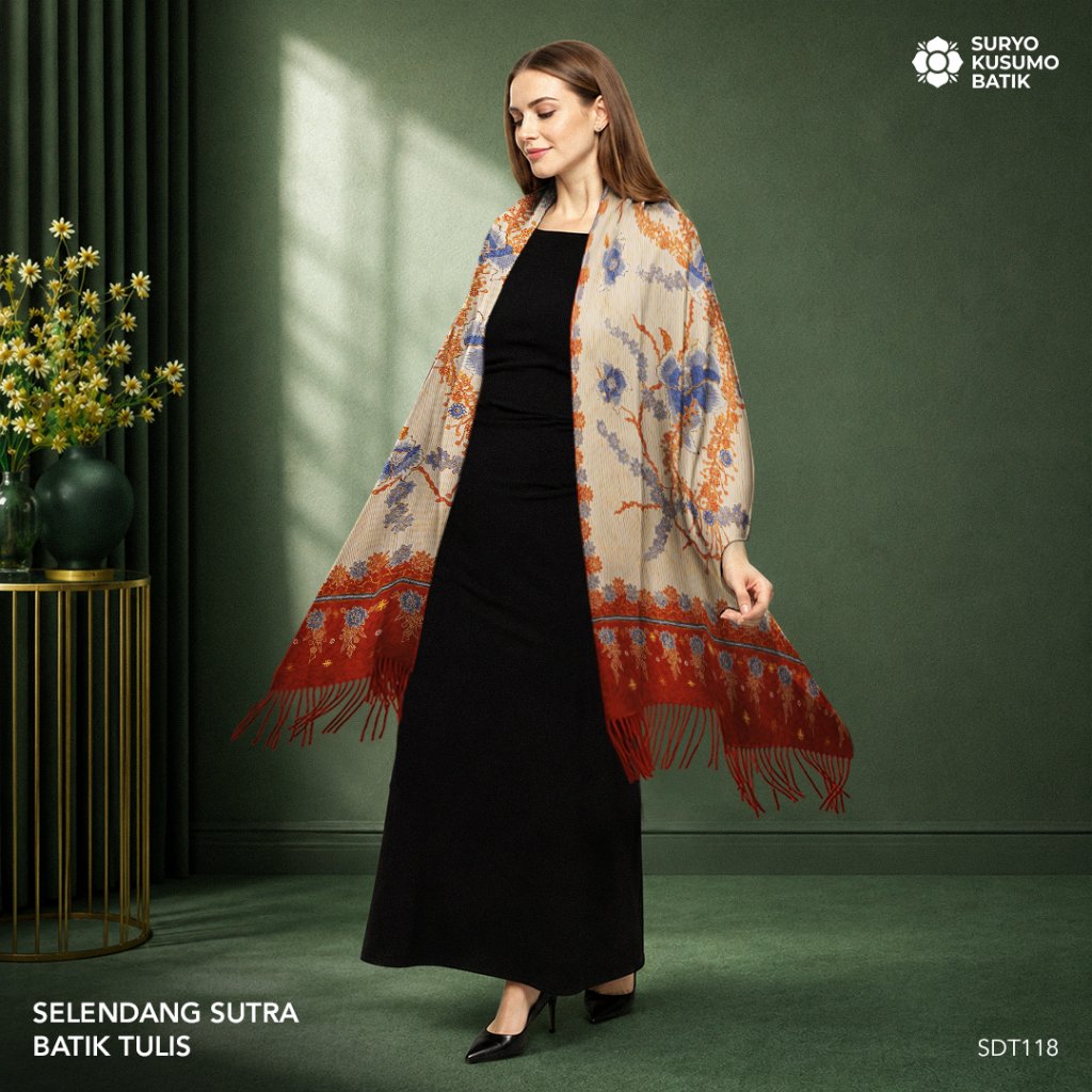 Suryo Kusumo Batik - Kain Selendang Batik Tulis Sutra Wanita  SLD3