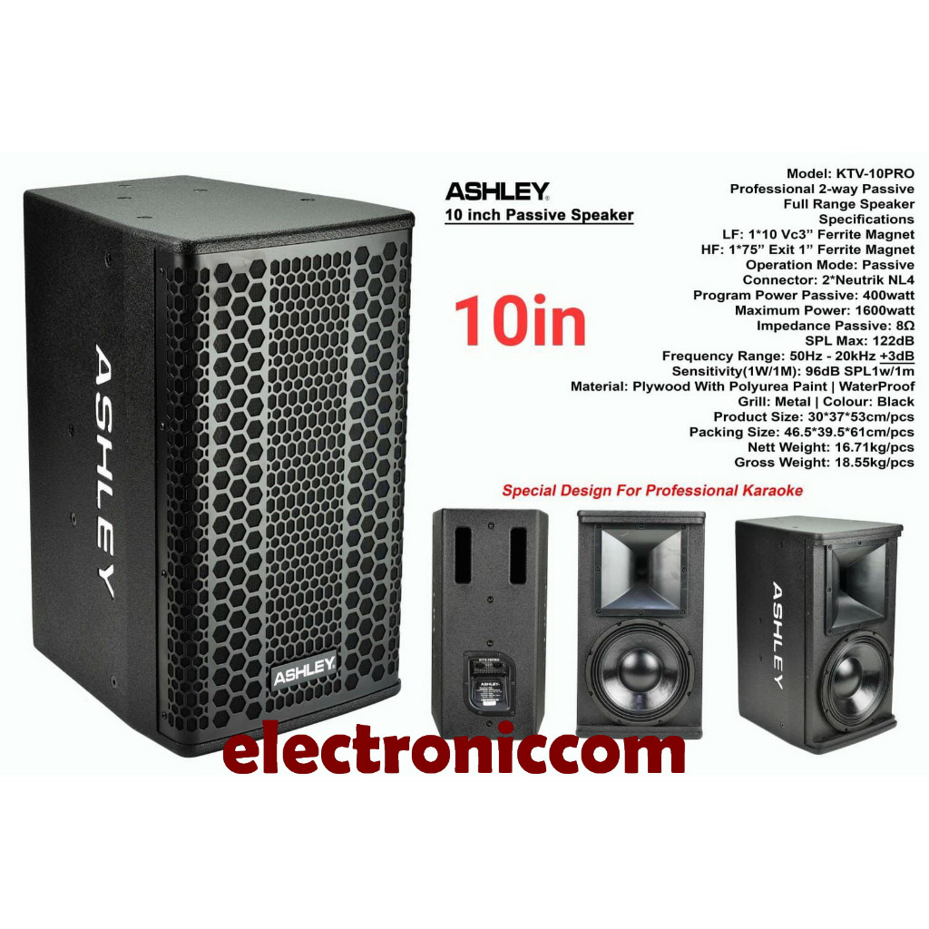 SPEAKER PASSIVE ASHLEY KTV-10PRO SPEAKER 10 INCH KTV10PRO