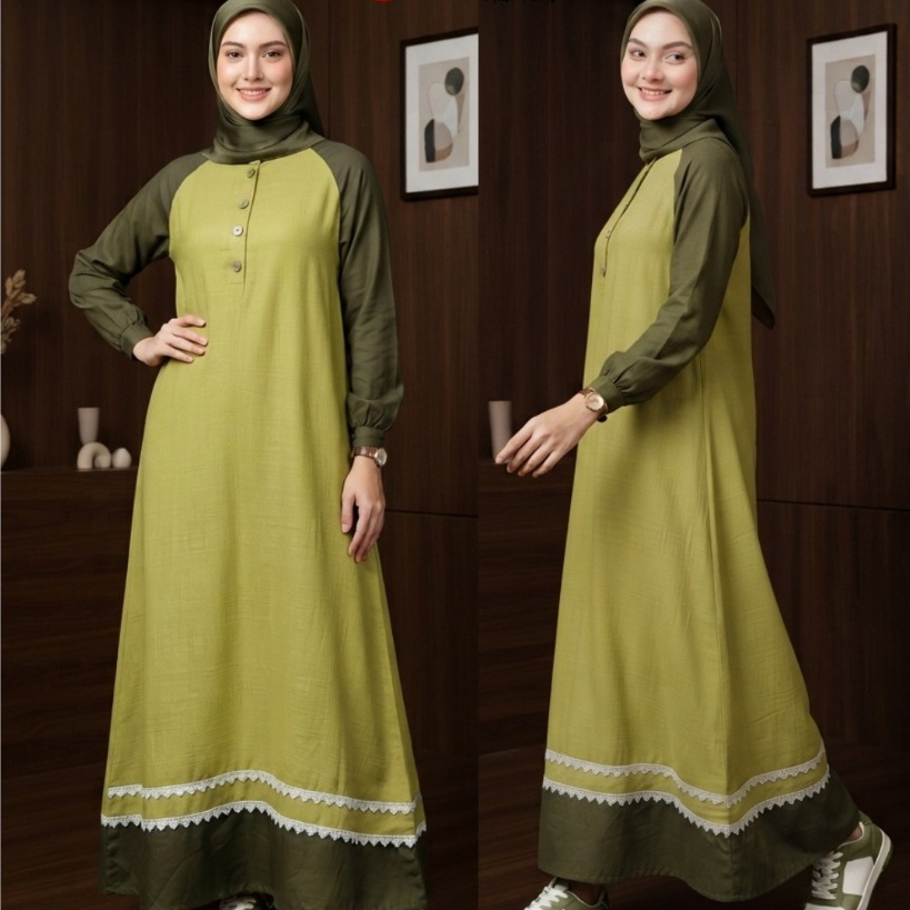 ZG124 Green Nara Series By Zayda / Gamis Zayda /Zayda Terbaru / Zayda