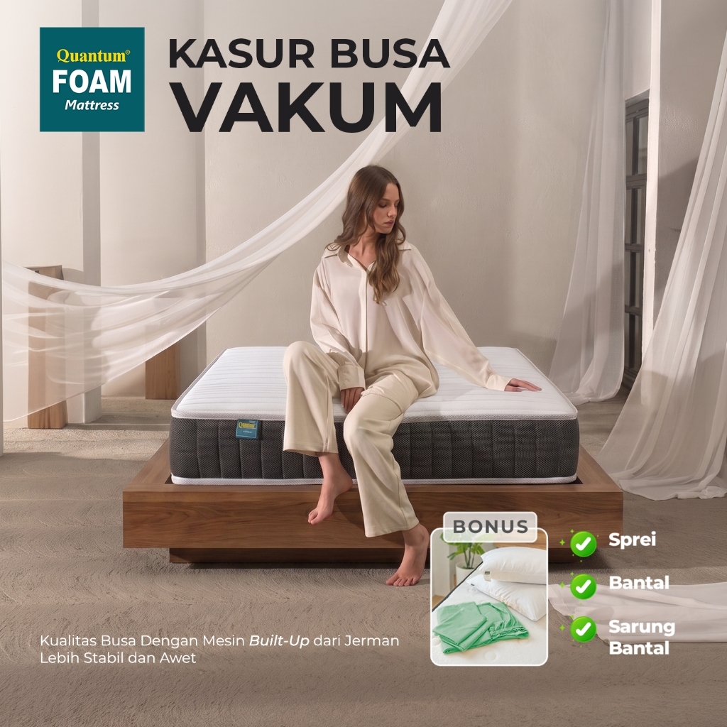 Quantum Kasur Busa Vakum Bonus Sprei & Bantal [FREE ONGKIR JAWA BALI]