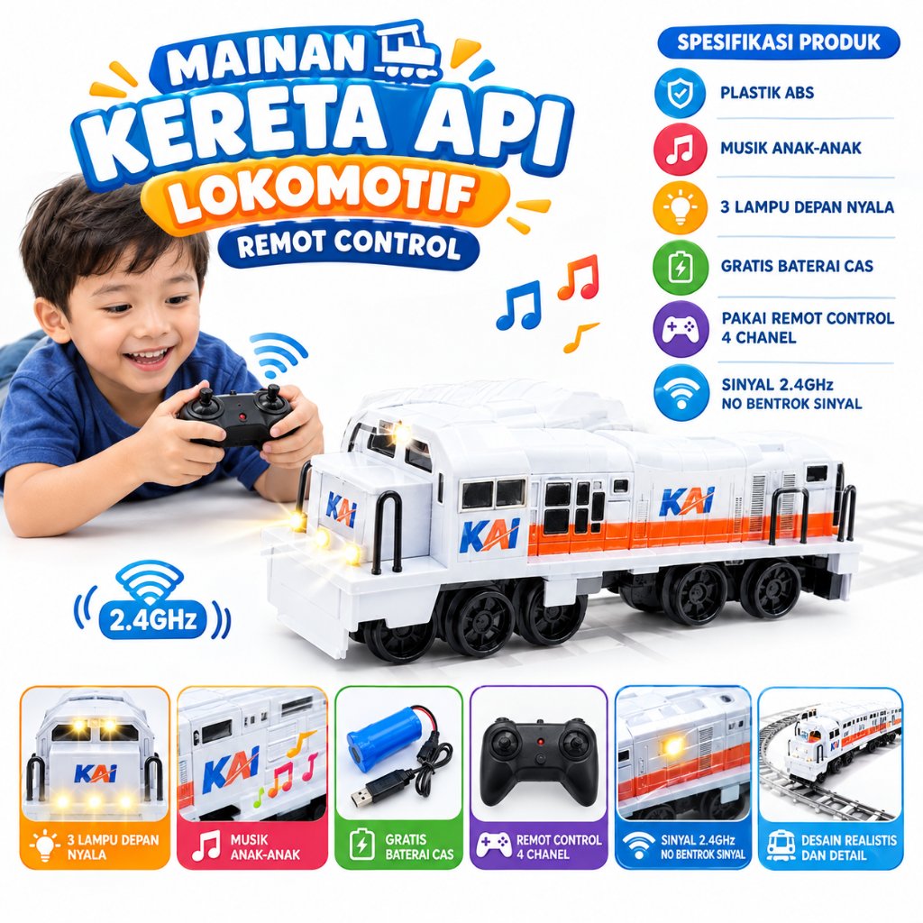 Nekofast Miniatur Kereta Api Indonesia Lokomotif RC Remot Control
