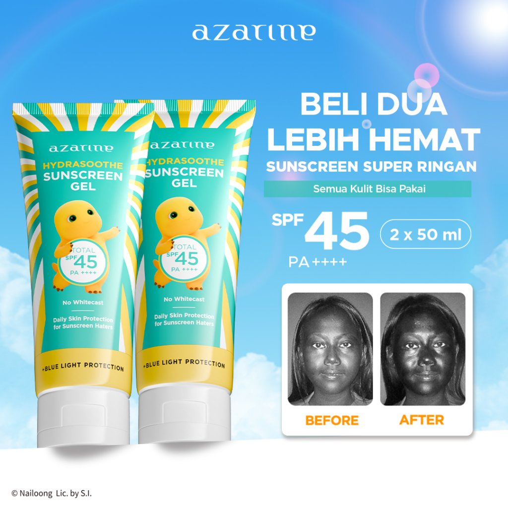 [VIP CREATOR] [Twin Pack Gel] Azarine Hydrasoothe Sunscreen Gel NAILOONG EDITION SPF45 PA++++ [2x50m