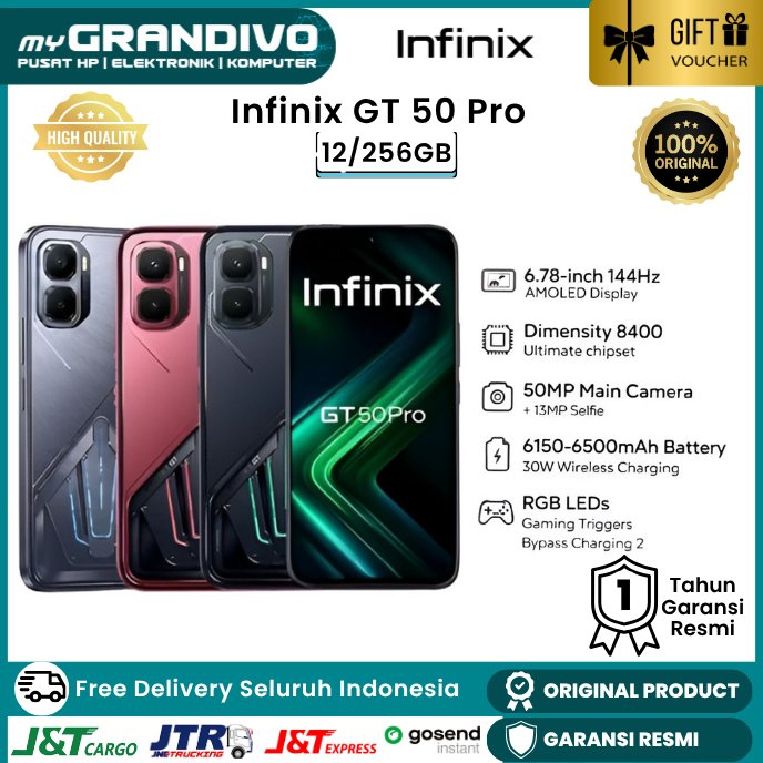Infinix GT 50 Pro 12/256 Smartphone Gaming AMOLED 144Hz Dimensity 8400 Ultimate NFC Fast Charging HP