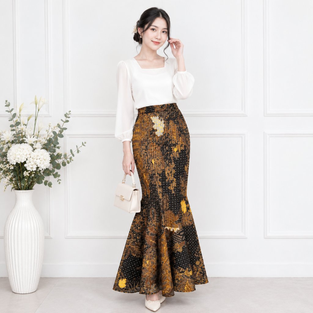 Senandung_Kebaya Rok Batik Duyung Plisket KERASAKTI ABU S - Jumbo / Rok Bawahan Kebaya / Rok duyung 