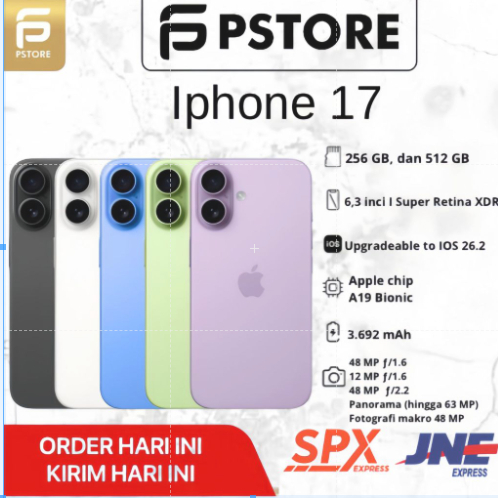 Pstore IPhone 17 Chipset A19 120hz 48MP Camera With Shutter Button - Garansi Resmi