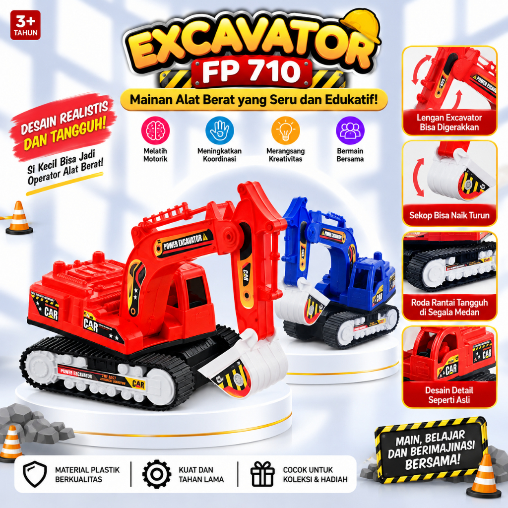 MAINAN EXCAVATOR FP 710 | MAINAN ALAT BERAT KONSTRUKSI ANAK