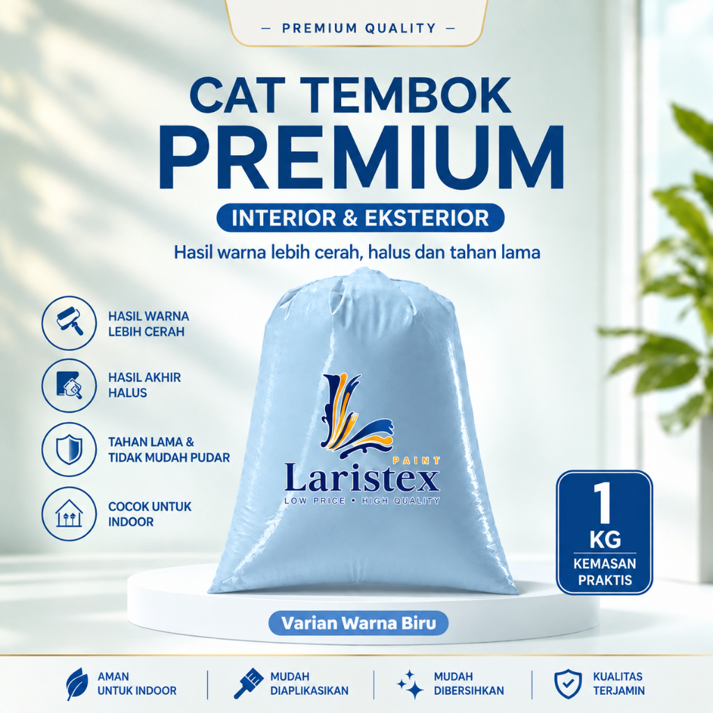 Cat Tembok Varian Warna Biru Navy Interior & Eksterior: Glossy (Anti Air) & Matte (Doff)