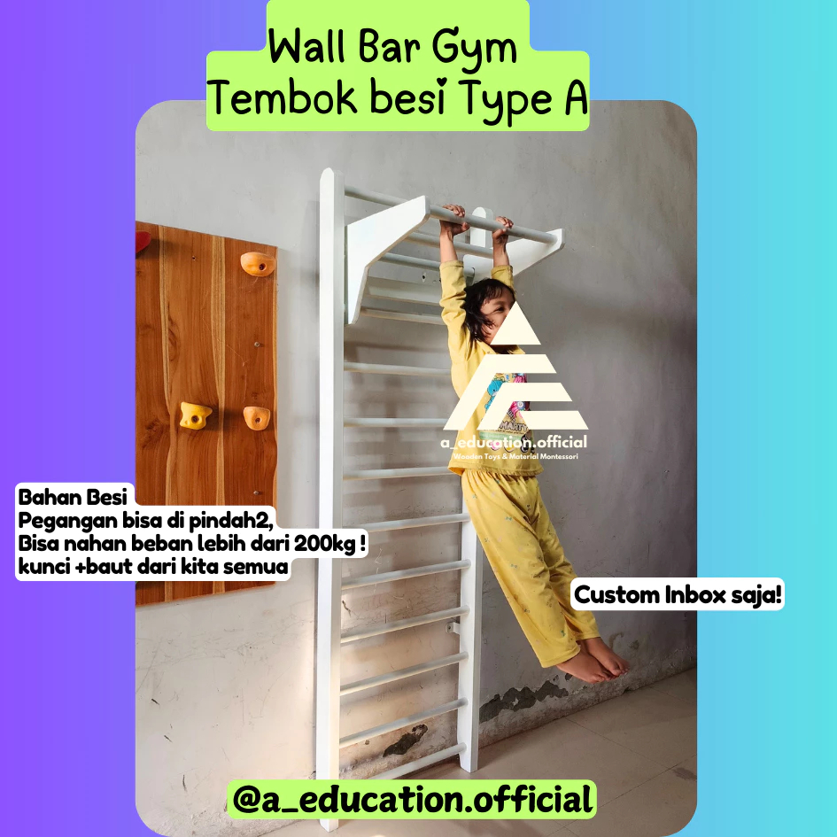 Wall Bar Gym Gym Tembok / dinding Besi Type A PULL up Bar olahraga gym anak dewasa playground brakia