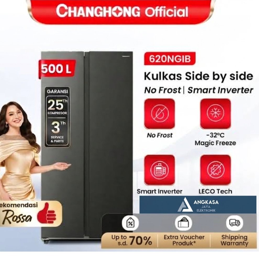 KULKAS SIDE BY SIDE CHANGHONG 620NIB / KULKAS SIDE BY SIDE CHANGHONG 630NGIB