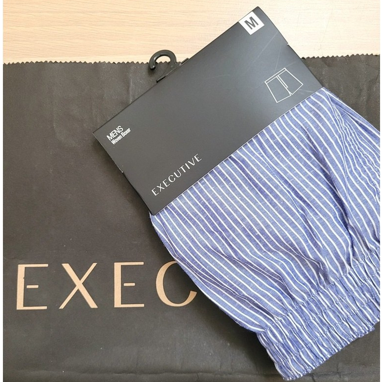 [NEW][BARU] The Executive Celana Boxer Katun Rajut Biru Garis