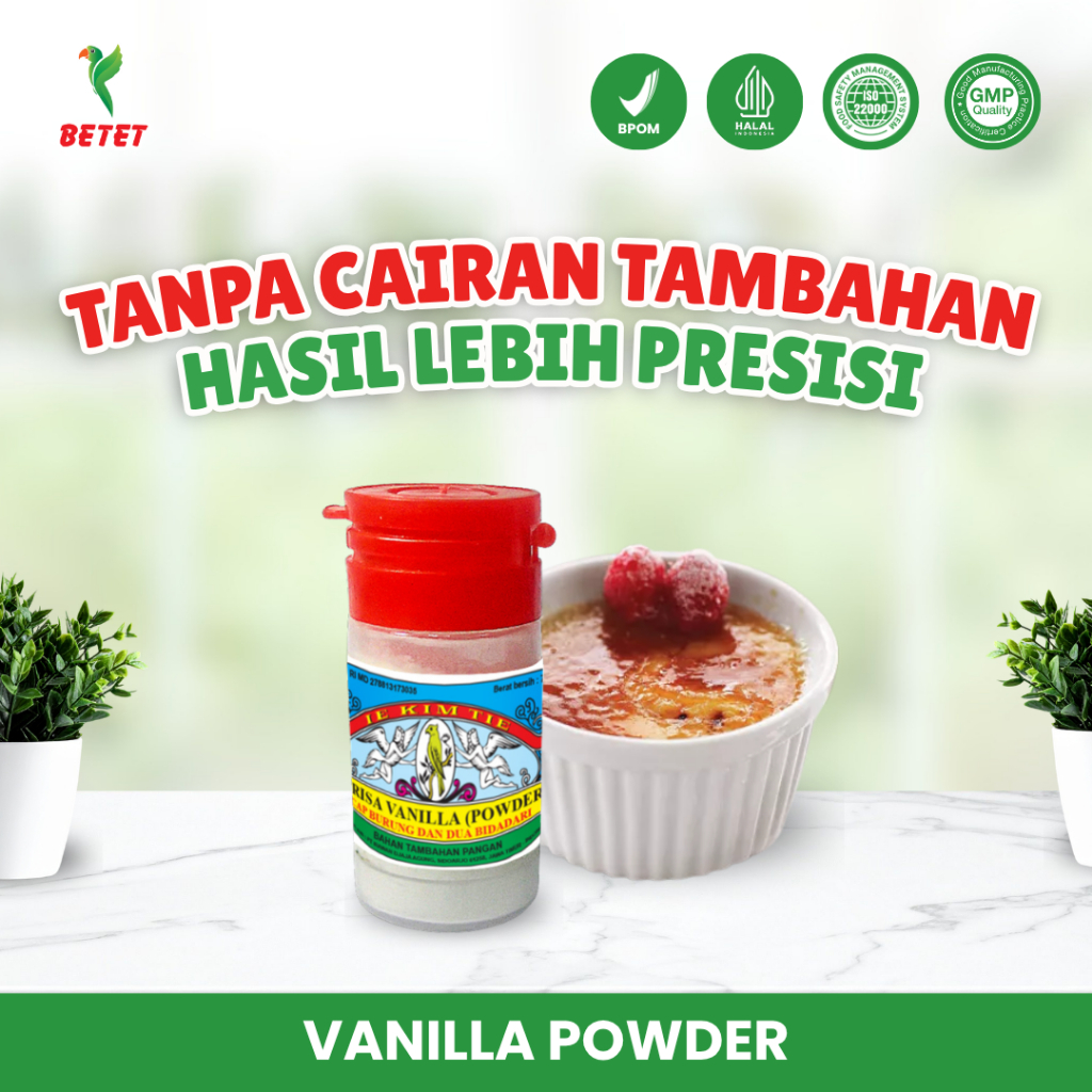 BURUNG DAN DUA BIDADARI (B&2B) - Vanilla Powder 7 g BPOM, Halal, dan  Food Grade untuk Kue