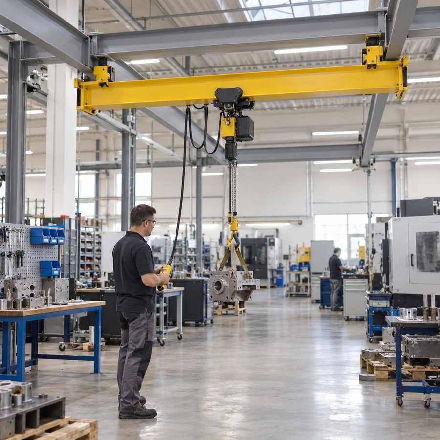Workstation Underhung Bridge Crane Custom Crane Industri untuk Workshop Pabrik dan Material Handling