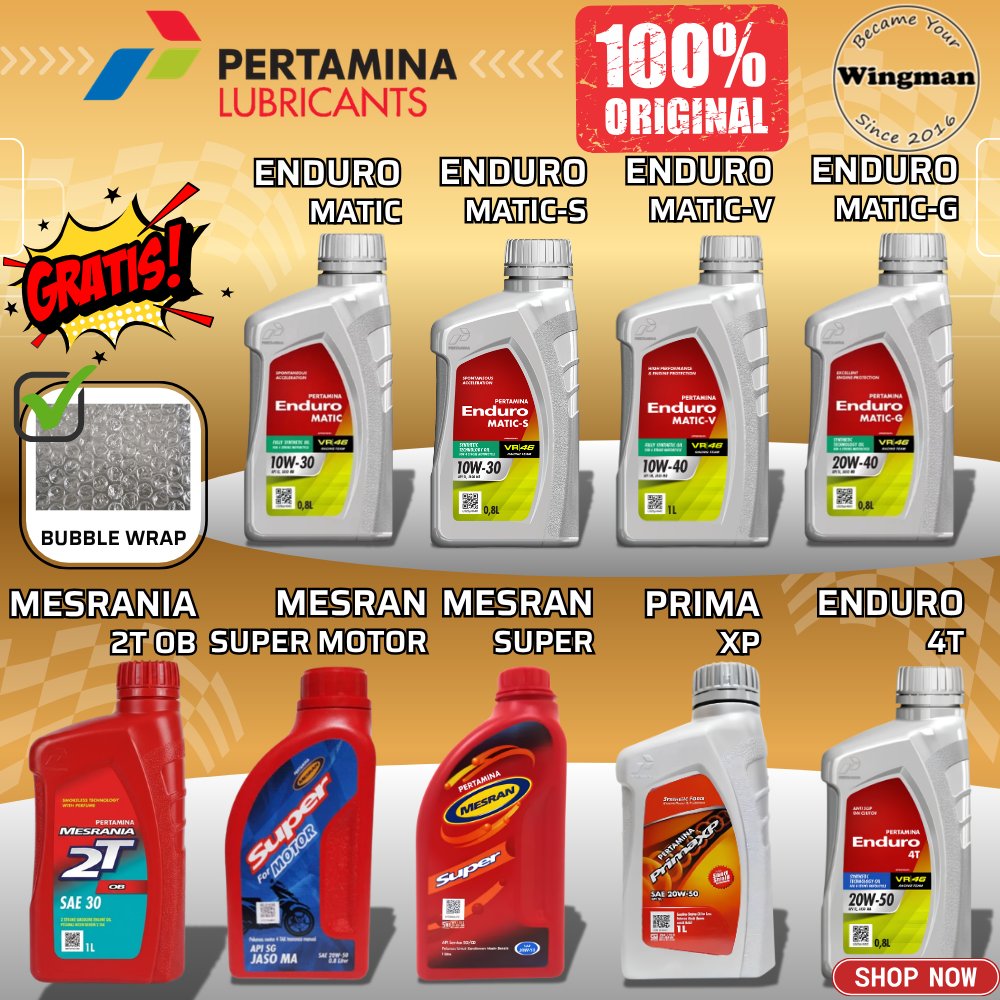 OLI ORIGINAL PERTAMINA MATIC S G V 4T RACING MESRAN SUPER MOTOR PRIMA XP MESRANIA 2T 10W-30 20W-40 1