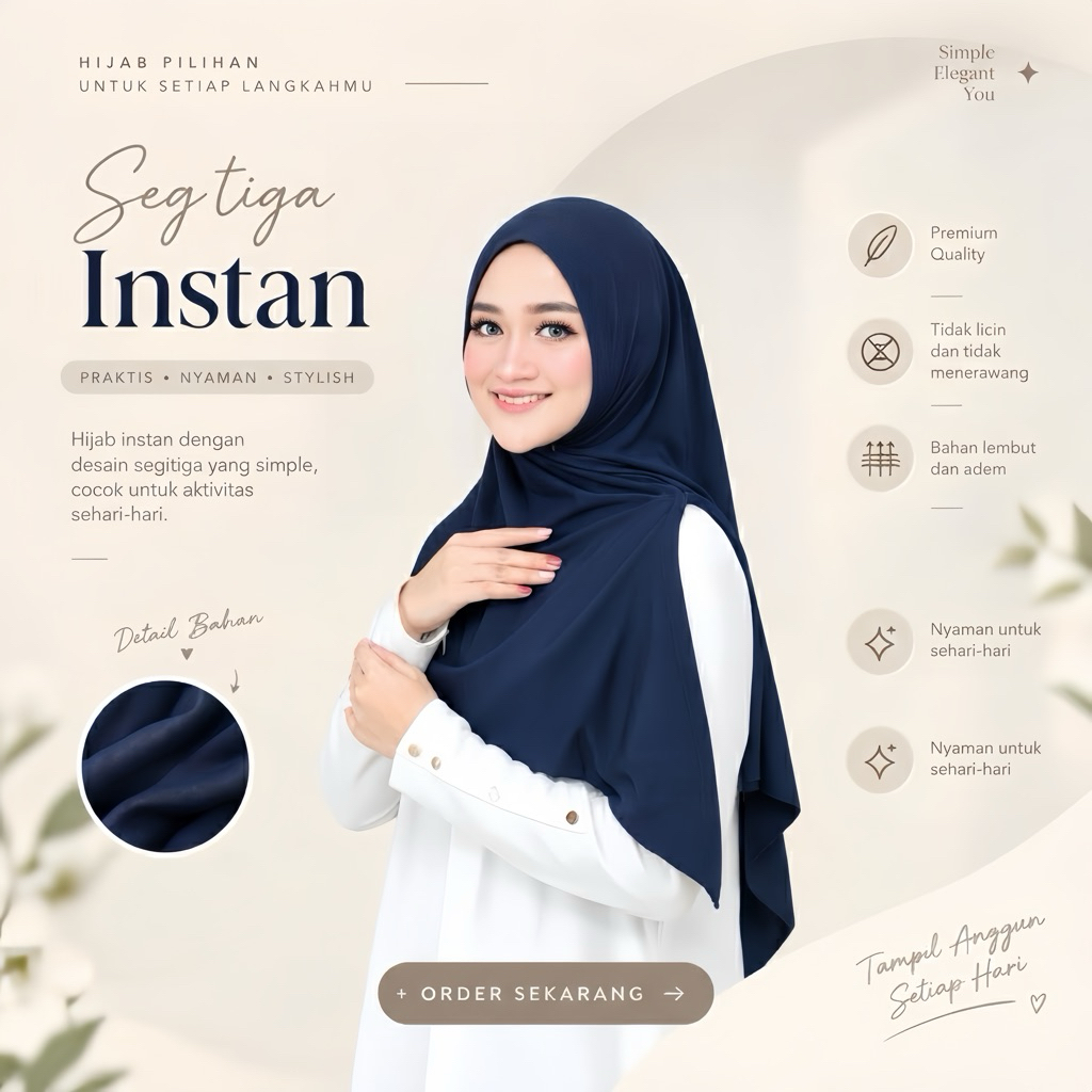 Qiana Hijab - Hijab Segitiga Instan Jersey Zoya Premium | Jilbab Instan Wanita Muslimah Lembut Nyama