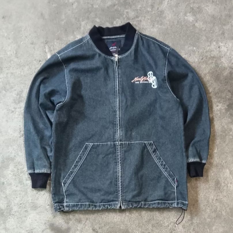 Karl Kani 89 Zipper Baseball Varsity Jacket - hiphop - y2k - vintage - fubu - ecko