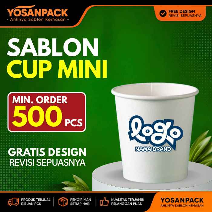 Sablon Cup Kertas Kecil Paper Cup Kopi Espresso Custom Logo 2 Sisi