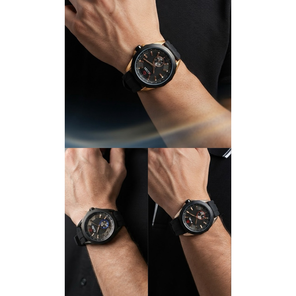 [ORIGINAL] JAM TANGAN PRIA BELLEDA 9093 RUBBER CHRONO DETIK