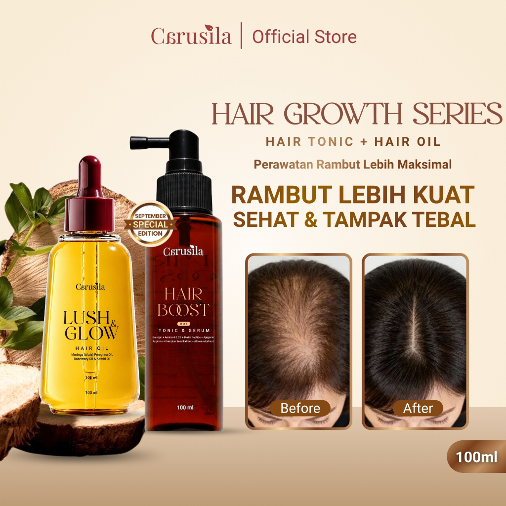 [HAIR GROWTH SERIES] CARUSILA Hair Boost 2in1 Tonic & Serum Lush & Glow Hair Oil Minyak Penumbuh Ram