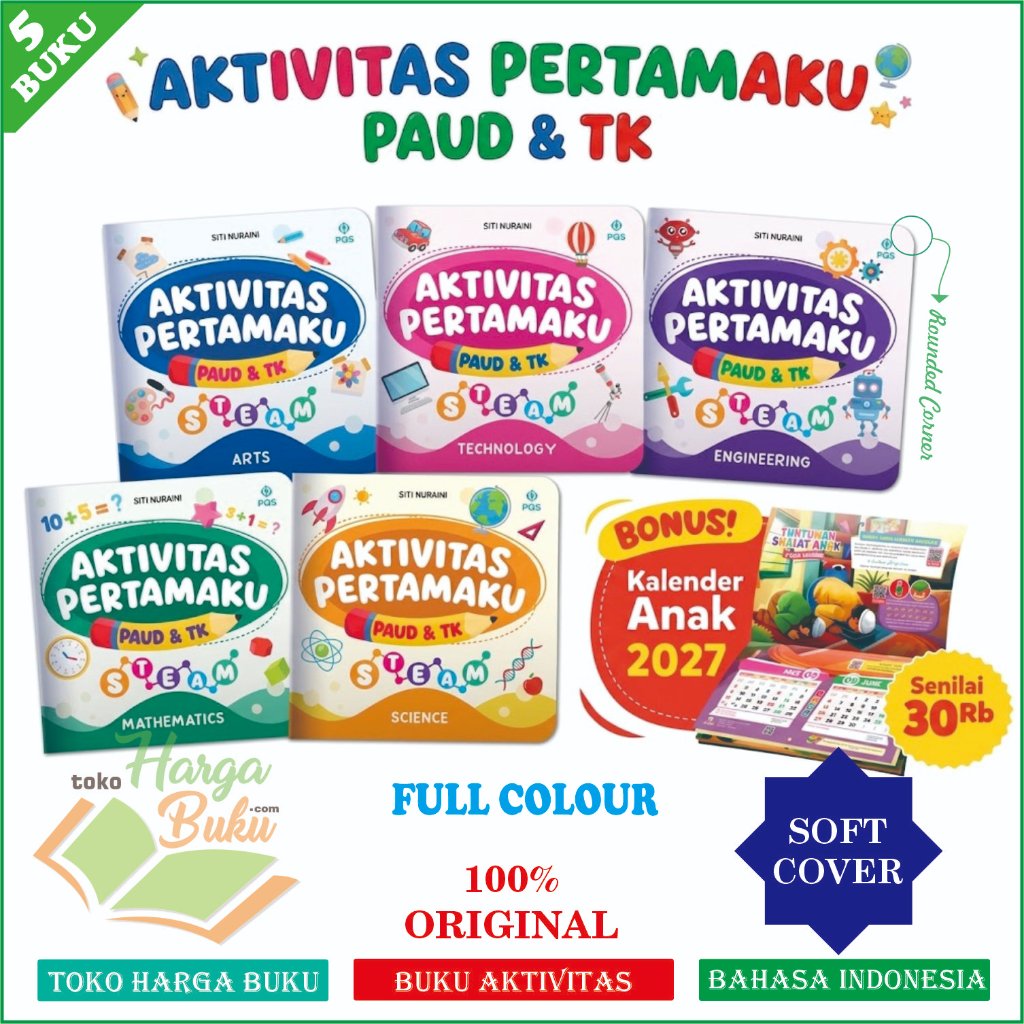 Foto ISI 5 BUKU AKTIVITAS PERTAMAKU PAUD & TK Anak Full Color Teknologi Mesin Matematika Seni Sains - PQS