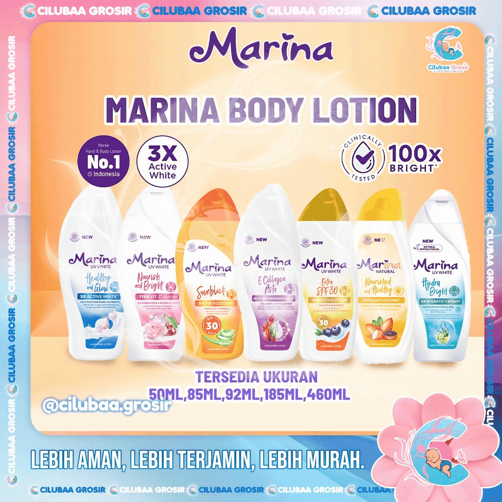 MARINA Hand & Body Lotion UV White 50ml 92ml 185ml 460ml || Marina Body Lotion || Sunblock