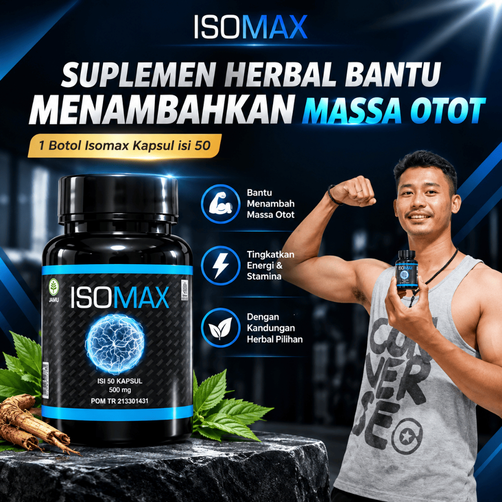 ISOMAX Suplemen Penambah Massa Otot Stamina Pria Wanita BPOM Bantu Meningkatkan Massa Otot