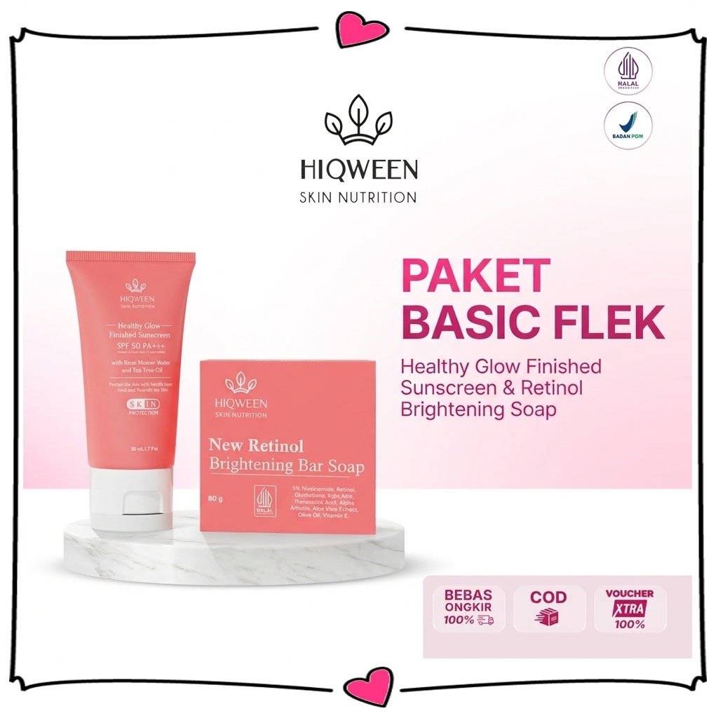 Skincare Hiqween Paket Basic Flek Hitam Melasma, Mencerahkan, Melembapkan Wajah Anda Setiap Saat | O