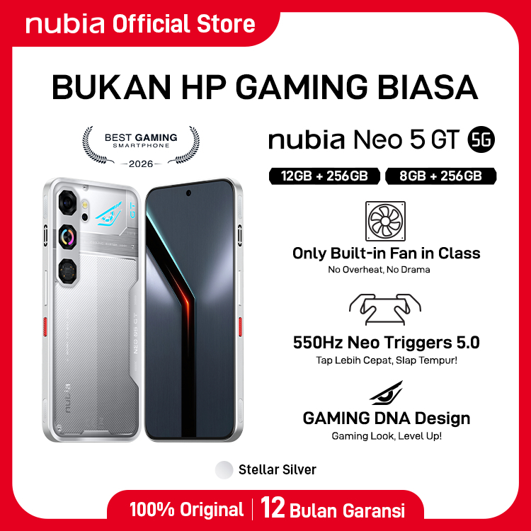 nubia Handphone Gaming Neo 5 GT 5G (8/256GB) (12/256GB) Baterai 6210mAh Super Fast Charging 80W Smar