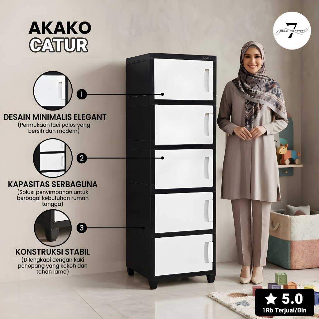 AKAKO - LEMARI PAKAIAN PLASTIK AKAKO JUMBO SWING "CATUR" NEW / KODE: CATUR / Lemari Portable Serbagu