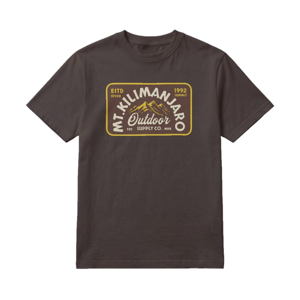 Kaos Vintage Retro Gunung 7 Summit Mount Kilimanjaro Africa Dark Chocolate