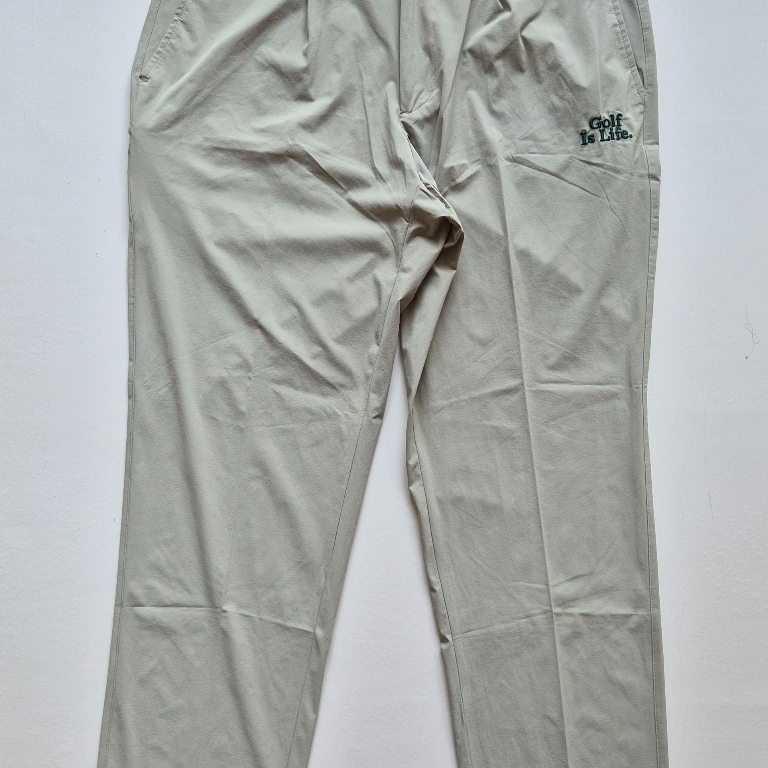 MALBON Golf One-Tuck Pants Beige Celana Panjang Pria Chinos Pria Size 34