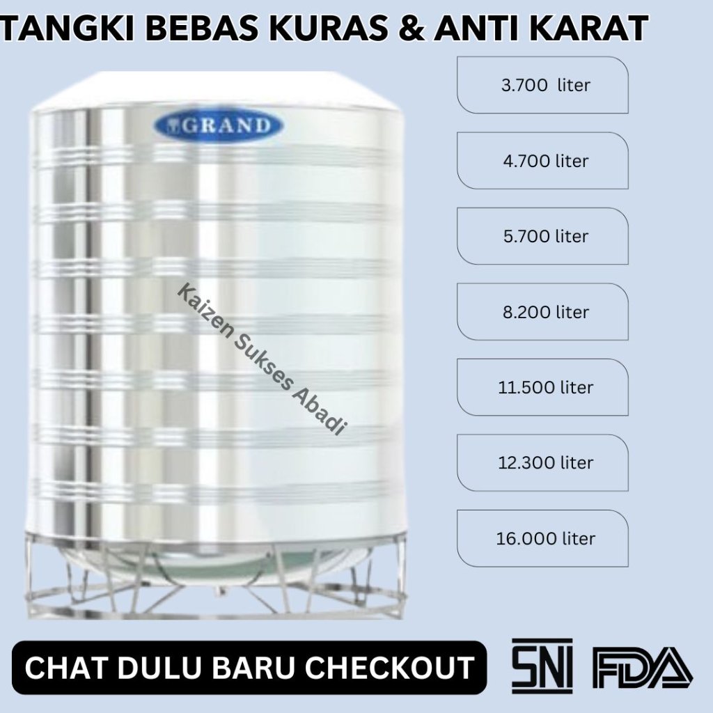 tangki toren tandon air atas rumah stainless stenlis steel vertikal standard air PDAM coating air su