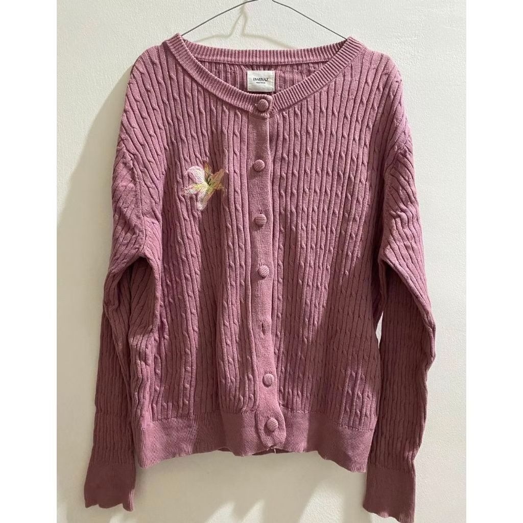 Bwbyaz preloved pl cable knit cardigan purple