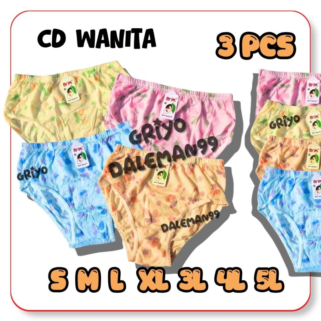 PAKET 3 PCS CD WANITA ORIN | CELANA DALAM WANITA  ORIN ANAK - DEWASA SIZE S - 5L GRIYO DALEMAN99