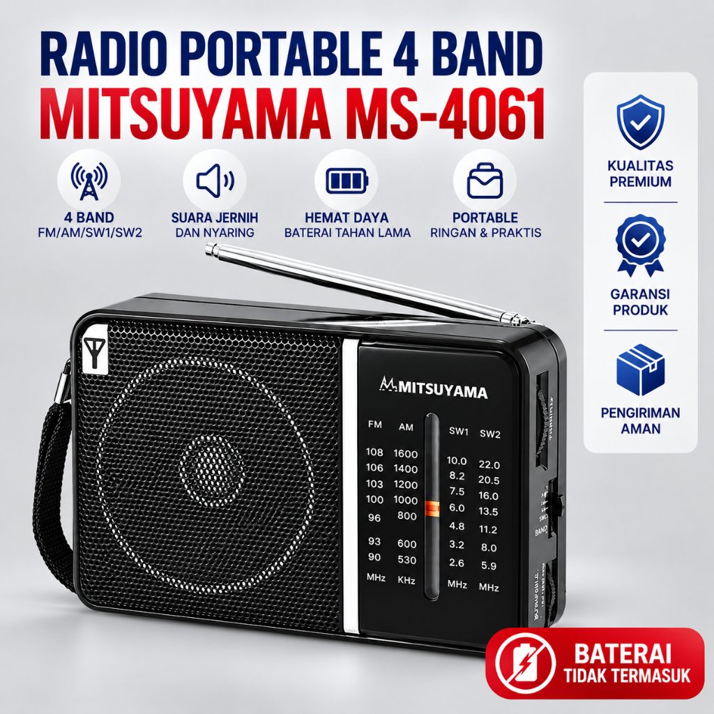 Radio Portable Mitsuyama MS-4061 AM FM SW Radio Jadul Retro Mini Speaker Radio Mini Portable