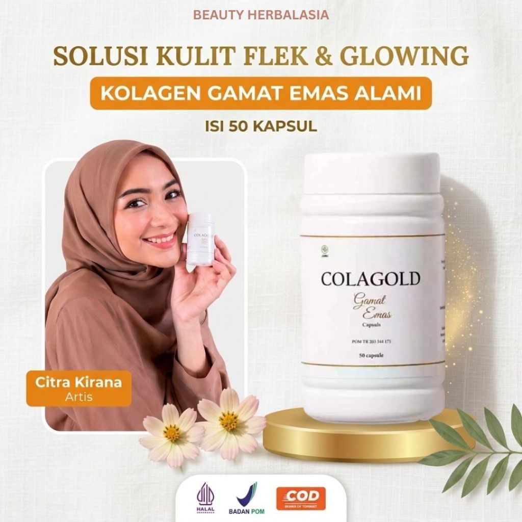 Colagold Kapsul Kolagen Original BPOM - Suplemen Kecantikan Kulit Mencerahkan Wajah & Atasi Flek Hit