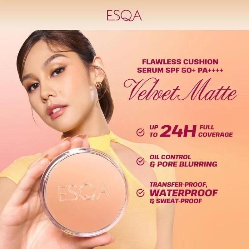 ESQA Flawless Cushion Serum SPF 50+ PA++++ Velvet Matte | KEMASAN REJECT