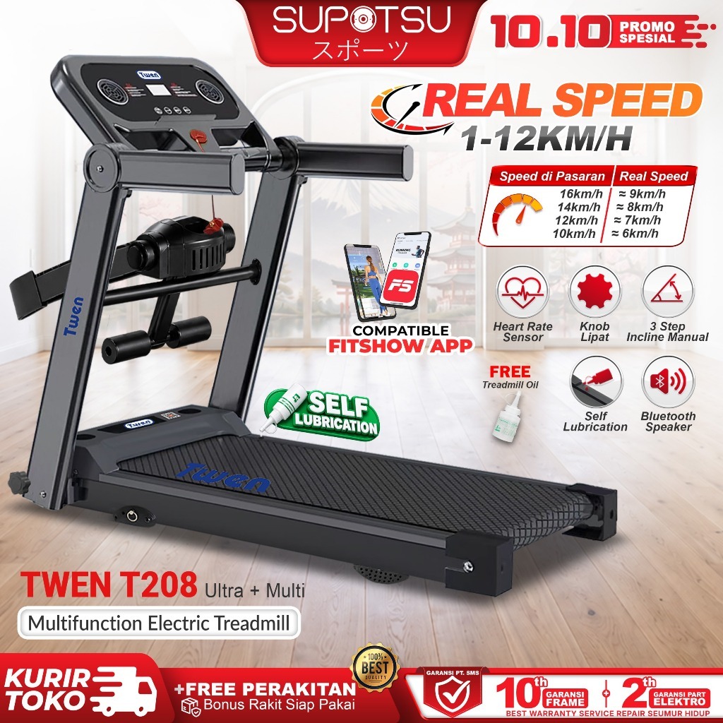 Twen T205 Ultra T205 Ultra+M T208 Ultra+  Treadmill Listrik Portable Treadmill Multifungsi Treadmil 