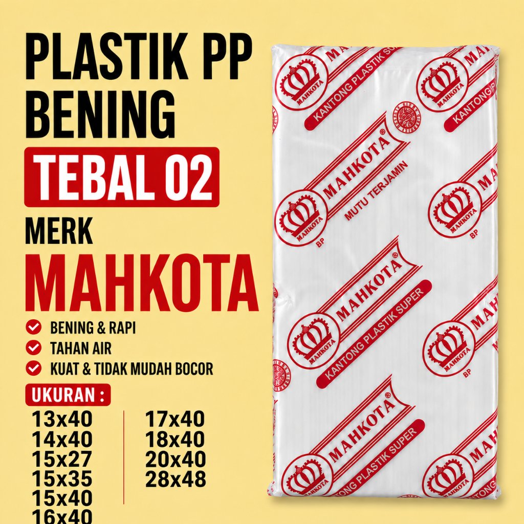 Plastik PP Tebal 02 ukuran 13x40 14x40 15x27 15x35 15x40 16x40 17x40 18x40 20x40 28x48