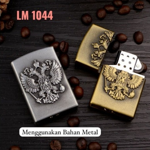 Korek Api Unik Model Zippo LM-1044 / Korek Gas Klasik Metal Ukir Elang Ganda
