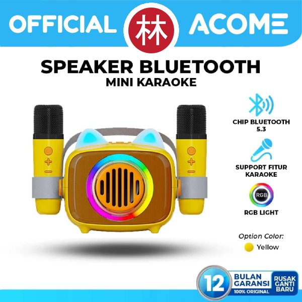 Acome A18 Speaker Karaoke Bluetooth 5.3 Dual Microphone Speaker Wireless Mini RGB 10 Watt With Voice