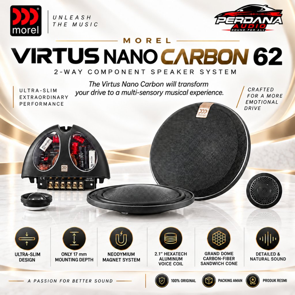 Speaker Morel Split 2 Way MOREL VIRTUS NANO 62 CARBON RESMI ORIGINAL
