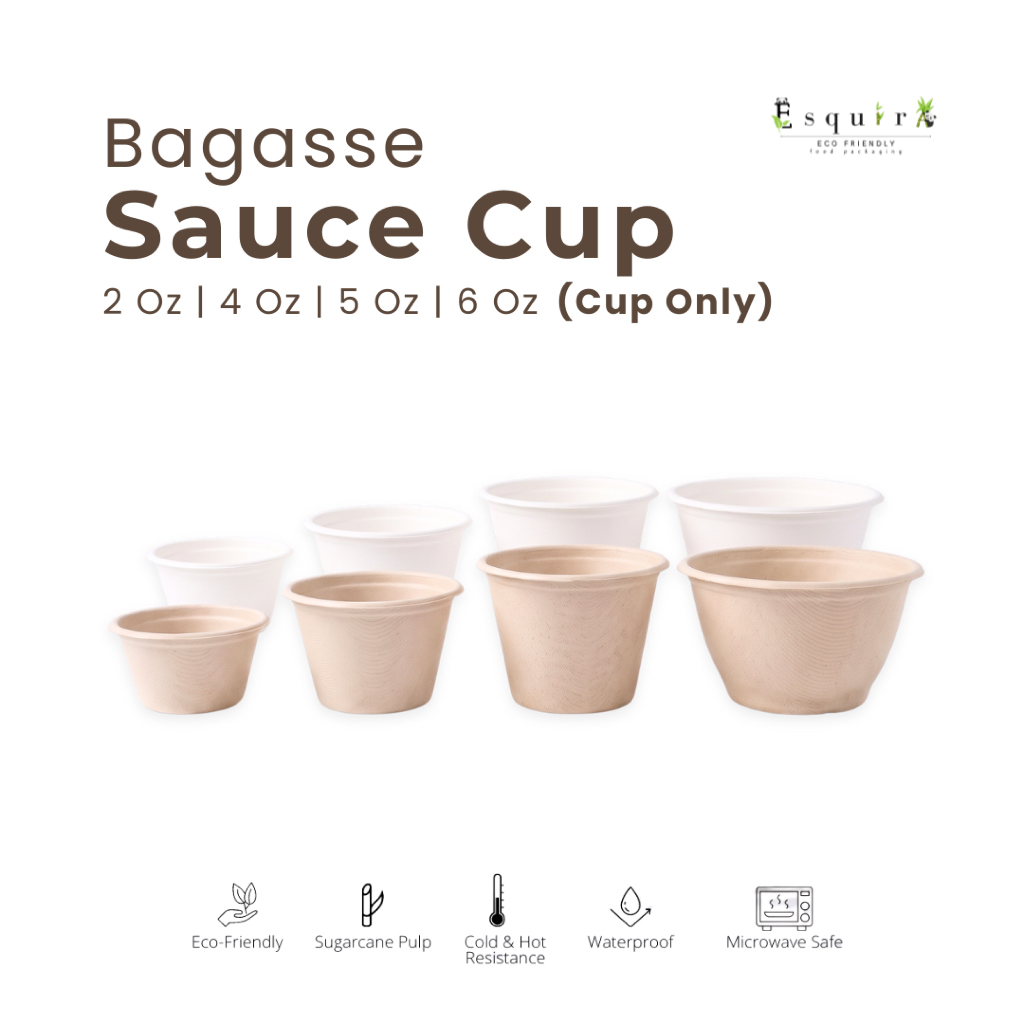 (CUP SAJA) Bagasse Sauce Cup 25pcs / 2oz, 4oz, 5oz, 6oz