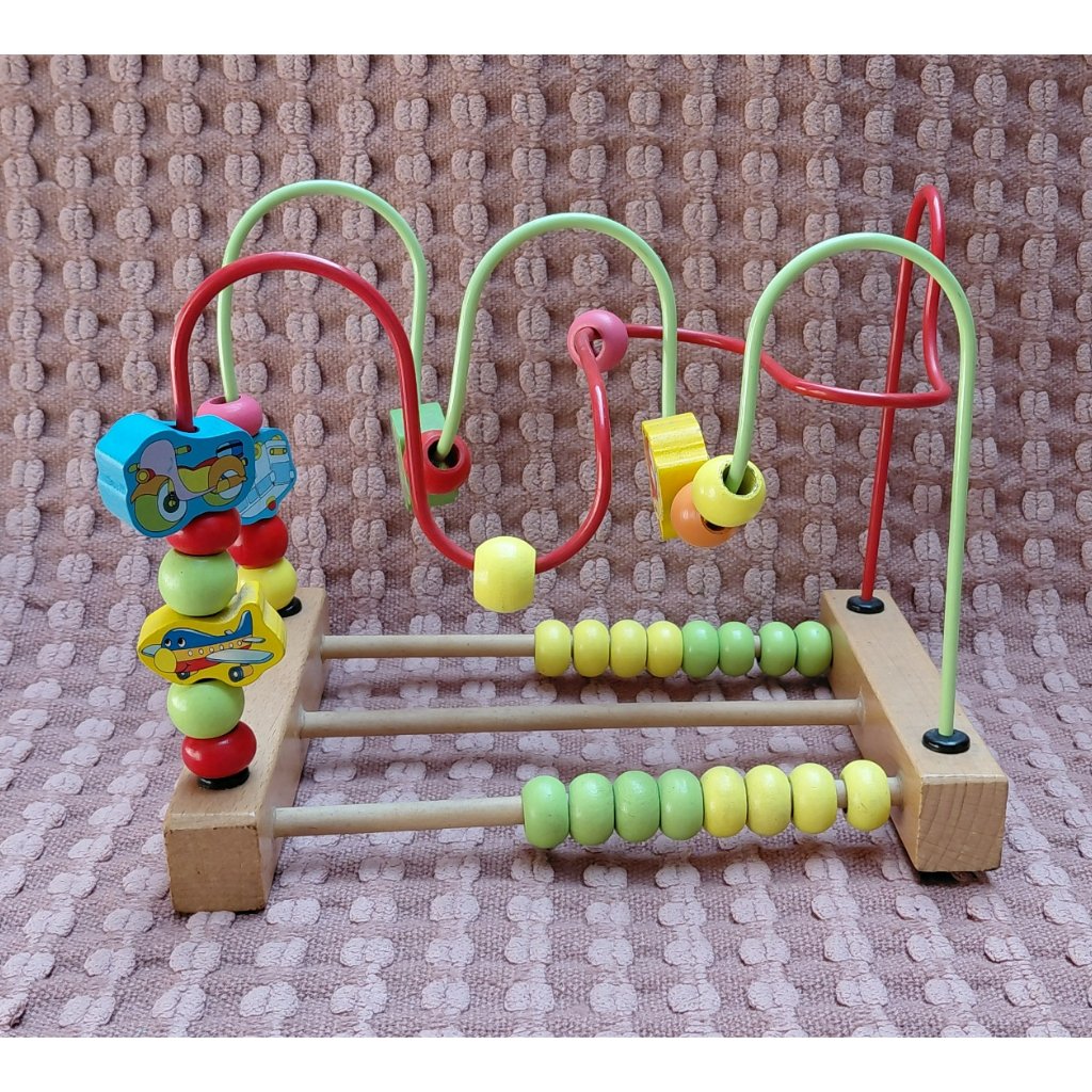 [Preloved] Mainan Edukasi Anak Wire Game Maze Kayu 3 Kawat + Sempoa Hitung
