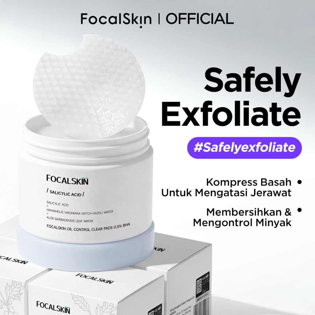[60 Pads] FOCALSKIN Acne Exfoliating Clear Pad Cica Pad / Kapas Eksfoliasi Wajah Toner Pad Peeling P
