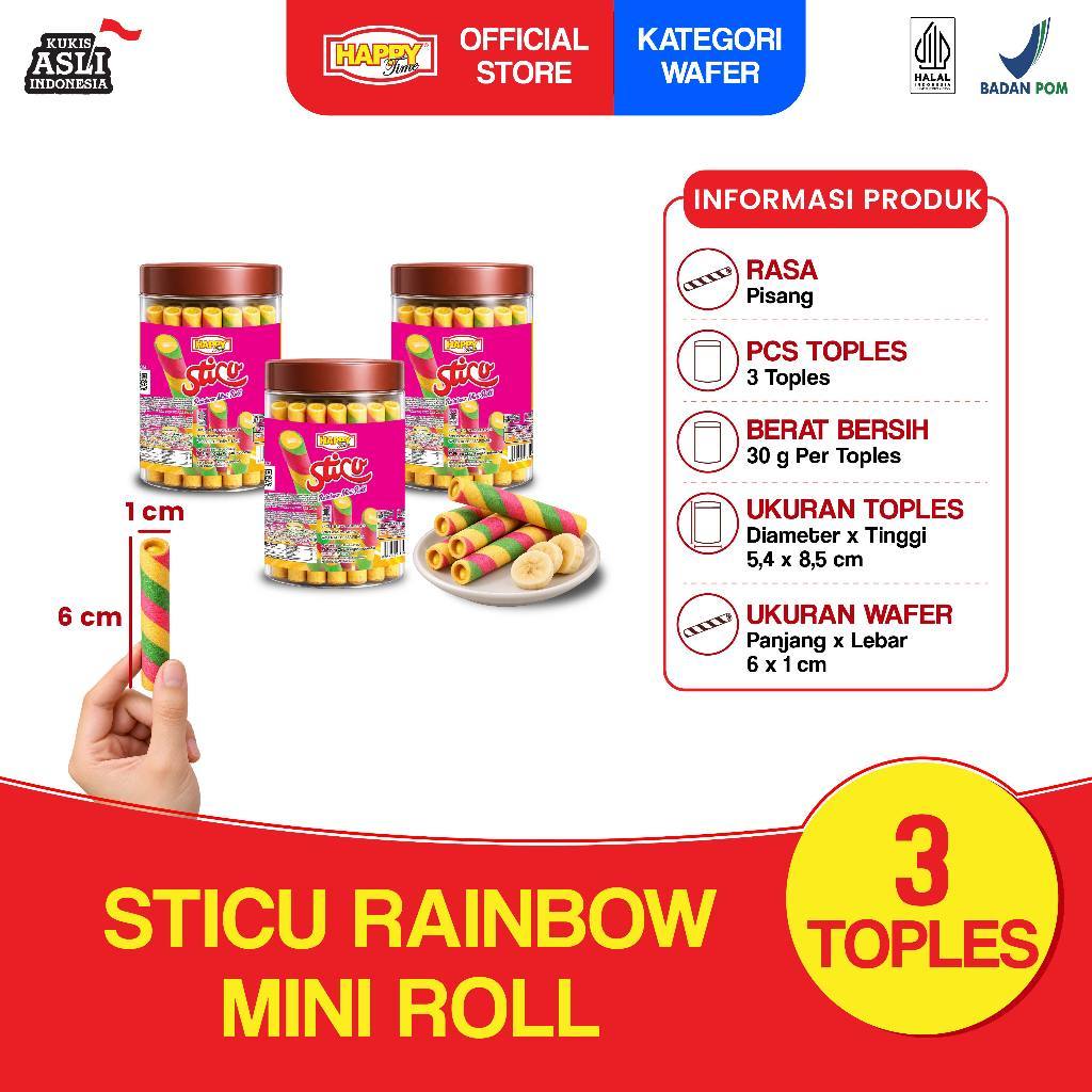 Happy Time Astor Sticu Mini Wafer Roll Rainbow 33gr (3 Toples)